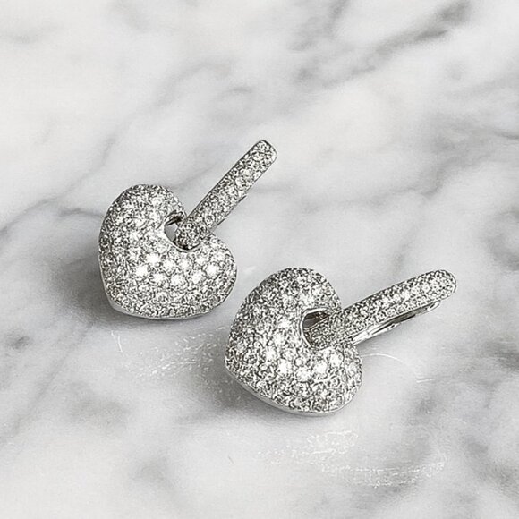 "Violet" 4 in 1 Pearl Heart Hoop Earrings - Picture 5 of 5